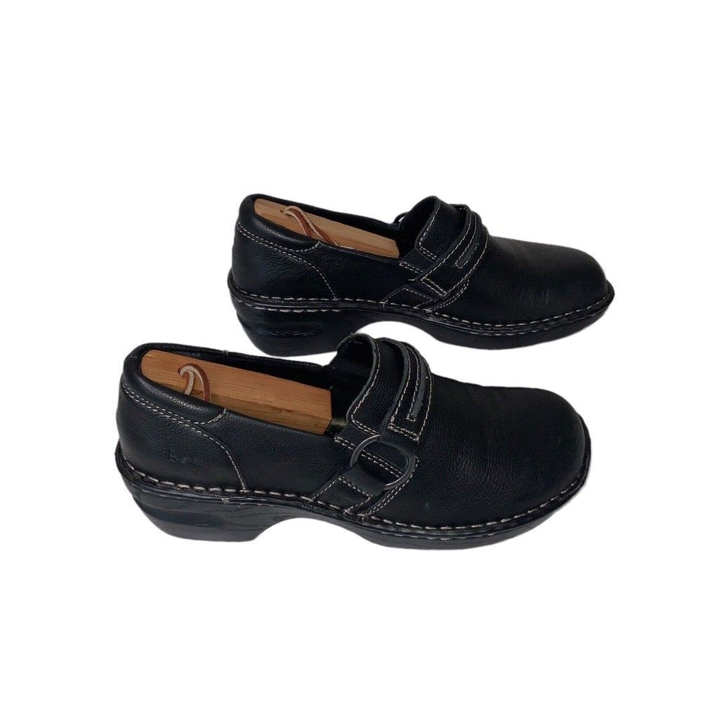 BOC Women's Burnett Buckle Slip On Black Leather Clogs Size 9 M
